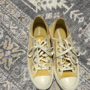 Converse Cream and Yellow Low-Top Sneakers